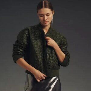 Anthropologie quilted bomber jacket, Olive Green, XS